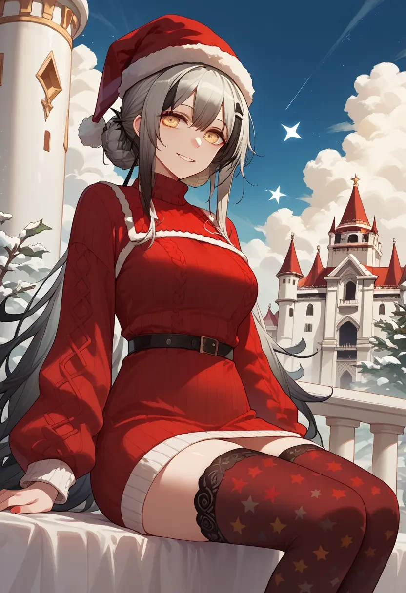 arknights,schwarz_(arknights),Christmas,sweater dress,stockings  - 