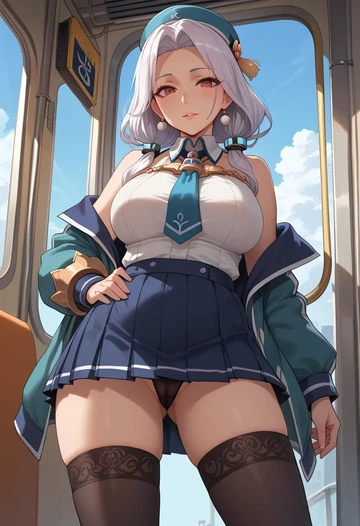 kantai_collection,seaport_princess,mini skirt,stockings  - AI generated anime art