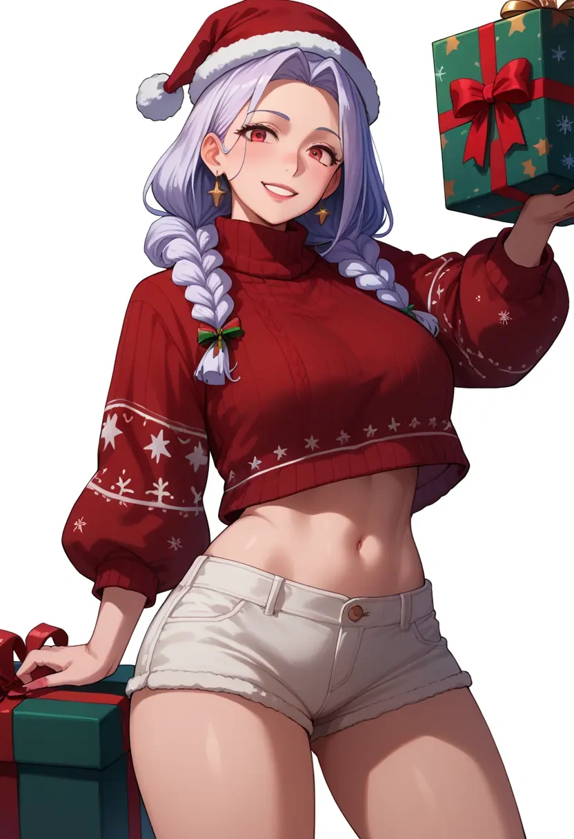 kantai_collection,seaport_princess,Christmas,red velvet shorts,turtleneck sweater  - 