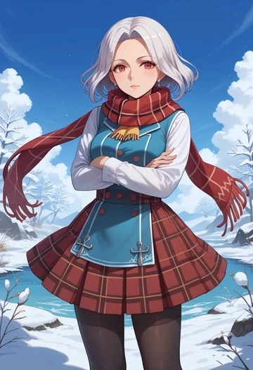 kantai_collection,seaport_princess,winter,student uniform,vest  - AI generated anime art