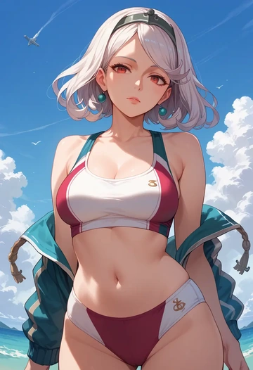 kantai_collection,seaport_princess,tankini top,board shorts  - AI generated anime art