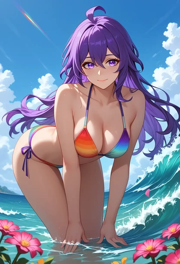 star rail,seele,bikini,rainbow-colored,sexy  - AI generated anime art