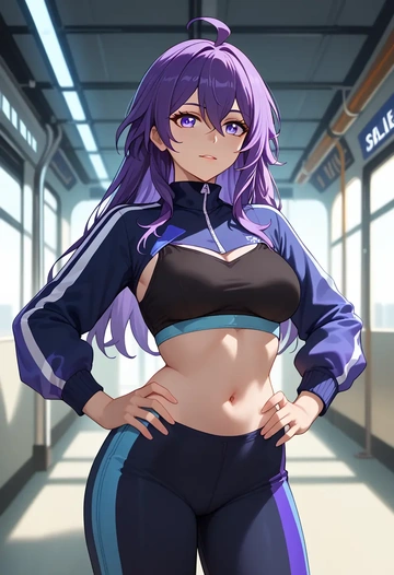 star rail,seele,athletic,track suit  - AI generated anime art