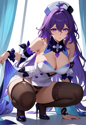 star rail,seele,nurse pantyhose,mini skirt, sexy  - AI generated anime art