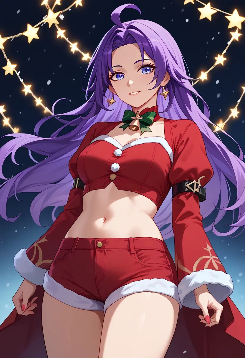 star rail,seele,Christmas,red velvet shorts  - 