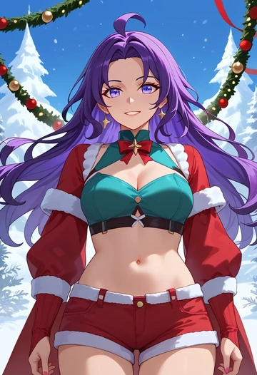 star rail,seele,Christmas,red velvet shorts  - AI generated anime art