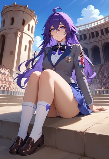 star rail,seele,winter,student uniform,blazer  - AI generated anime art