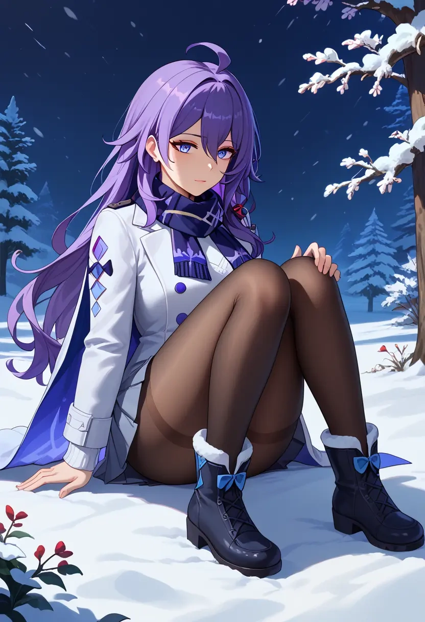 star rail,seele,winter,student uniform,puffer coat  - 