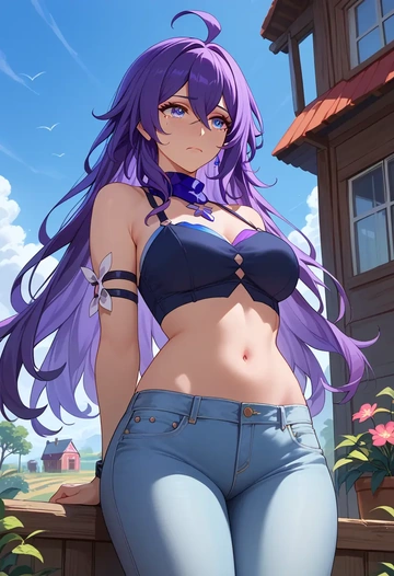 star rail,seele,crop top  - AI generated anime art