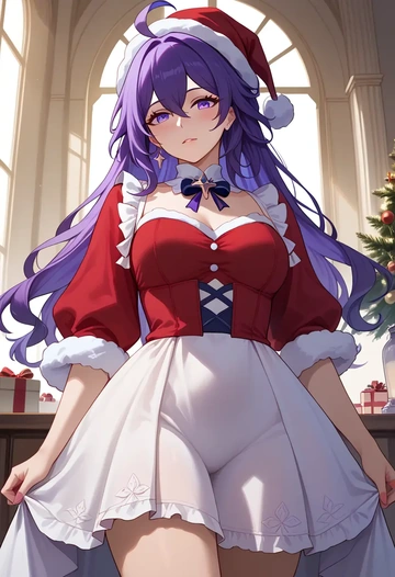 star rail,seele,Christmas,red velvet dress  - AI generated anime art