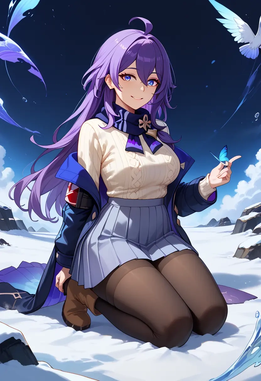 star rail,seele,winter,student uniform,puffer coat  - 