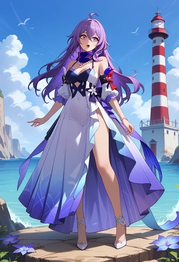 star rail,seele,spring,elegant woman,wrap dress  - AI generated anime art