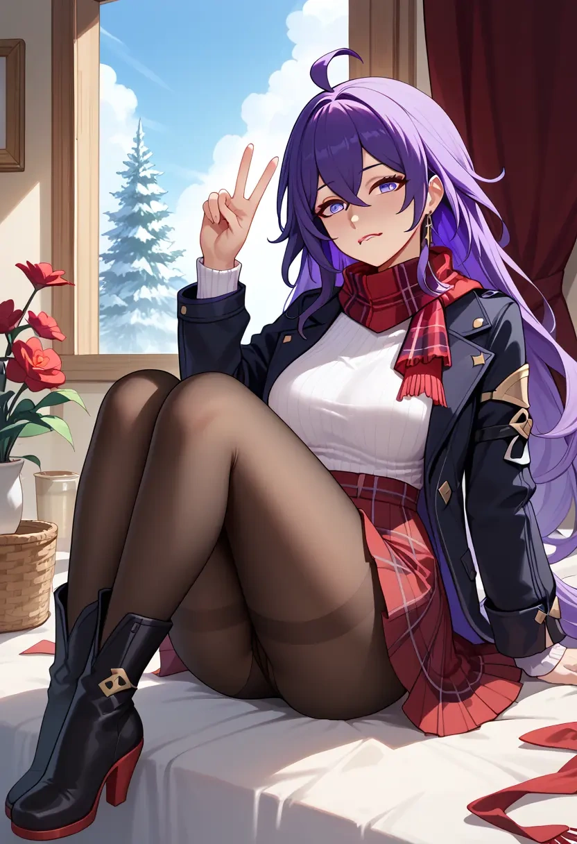 star rail,seele,winter,student uniform,fur-collared jacket  - 