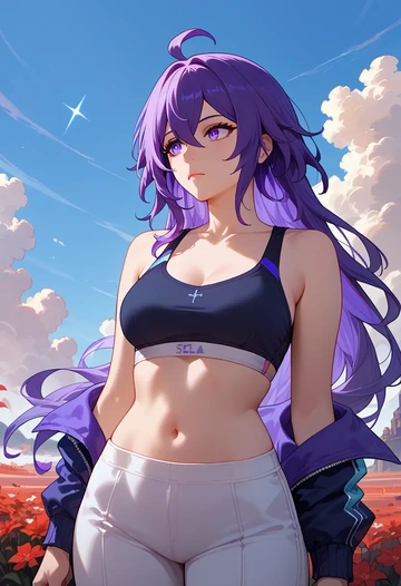 star rail,seele,sports bra,high-waisted leggings  - AI generated anime art