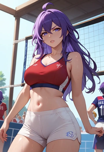 star rail,seele,volleyball uniform  - AI generated anime art