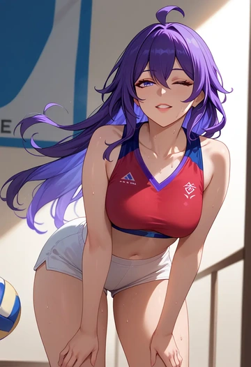 star rail,seele,volleyball uniform  - AI generated anime art