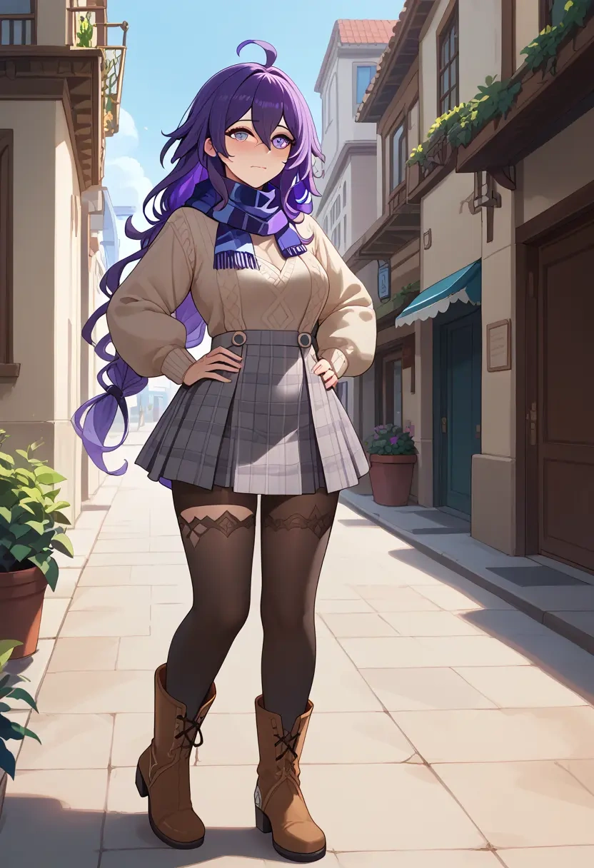 star rail,seele,winter,student uniform,fur-lined parka  - 