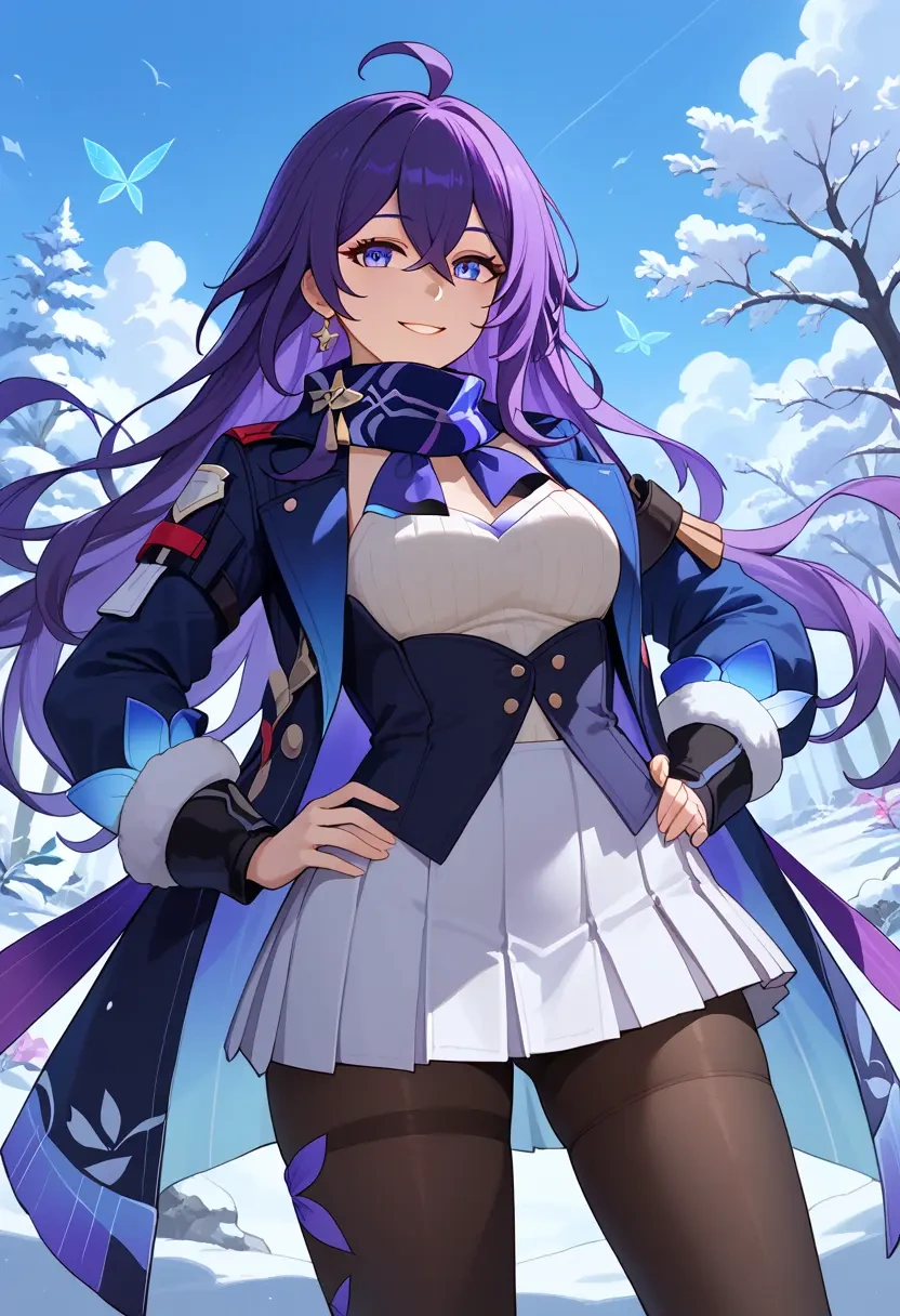 star rail,seele,winter,student uniform,puffer coat  - 