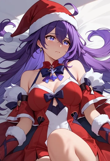 star rail,seele,Christmas,red velvet dress  - AI generated anime art