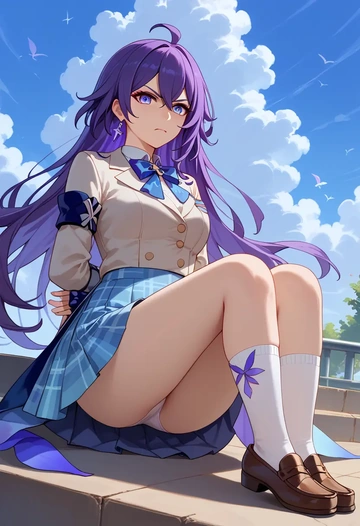 star rail,seele,spring,student uniform,blazer  - AI generated anime art