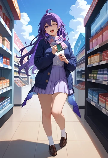 star rail,seele,spring,student uniform,cardigan  - AI generated anime art