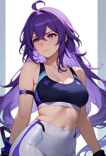 star rail,seele,sports bra,wide-leg joggers  - AI generated anime art