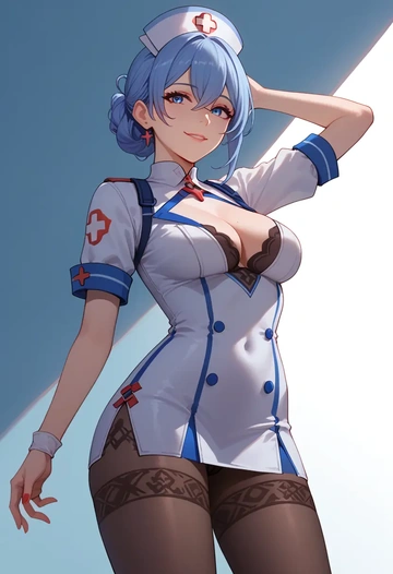 honkai_(series),seele_vollerei,nurse, pantyhose,mini skirt  - AI generated anime art