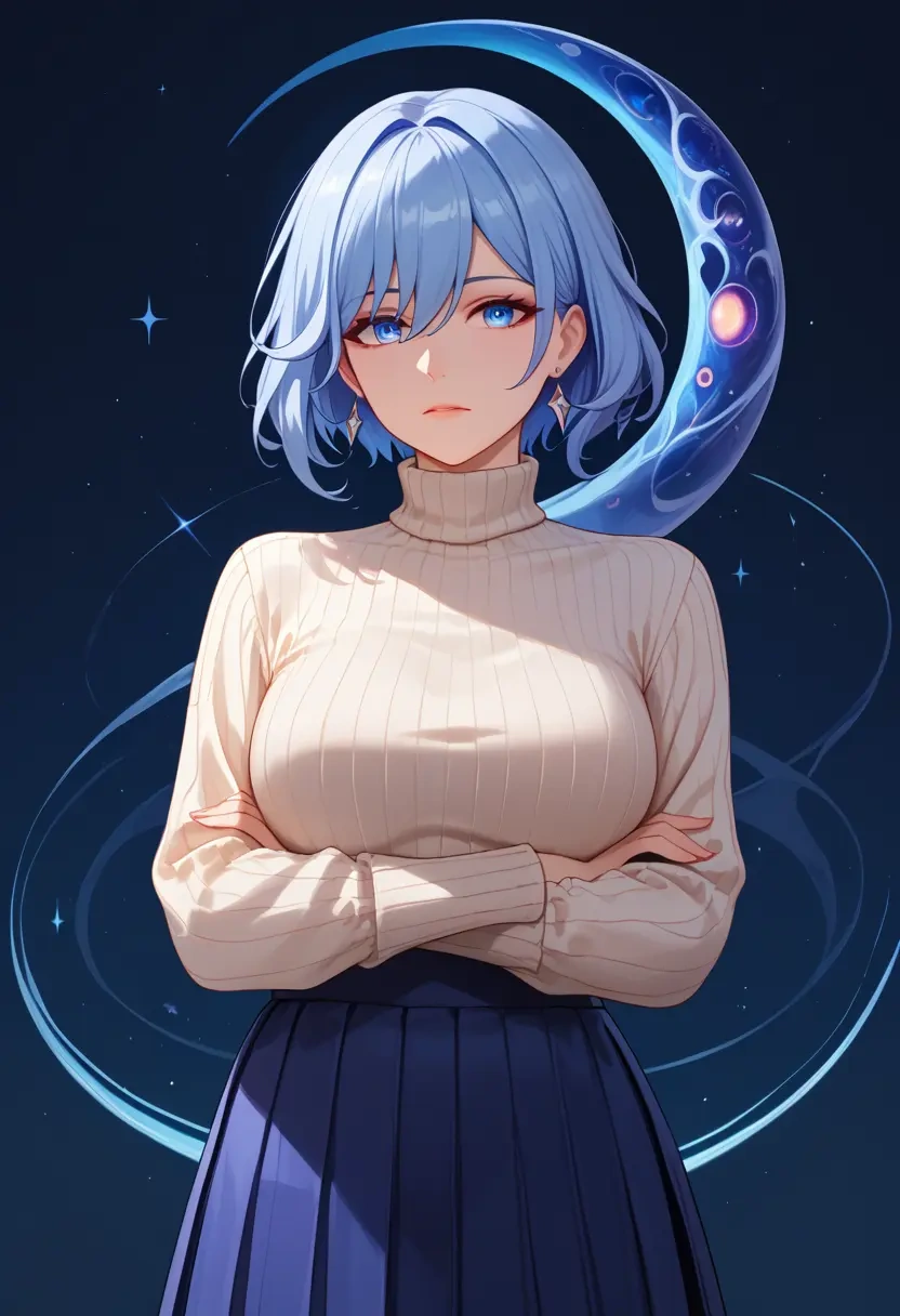 honkai_(series),seele_vollerei,skirt,pleated,turtleneck sweater  - 