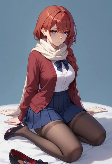 honkai_(series),seele_vollerei,winter,student uniform,cardigan  - AI generated anime art