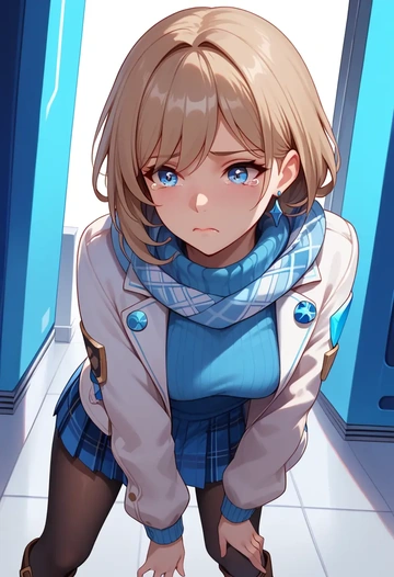 honkai_(series),seele_vollerei,winter,student uniform,down jacket  - AI generated anime art