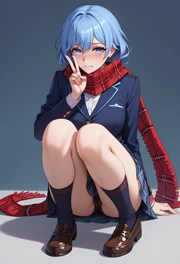 honkai_(series),seele_vollerei,winter,student uniform,plaid skirt  - AI generated anime art