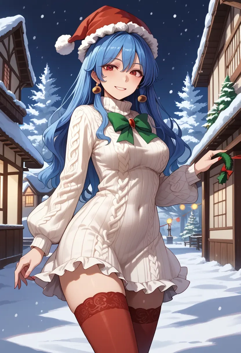 touhou,seiran_(touhou),Christmas,sweater dress,stockings  - 