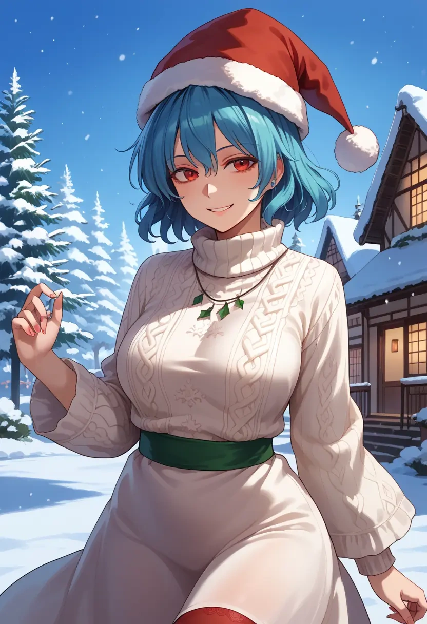 touhou,seiran_(touhou),Christmas,sweater dress,stockings  - 