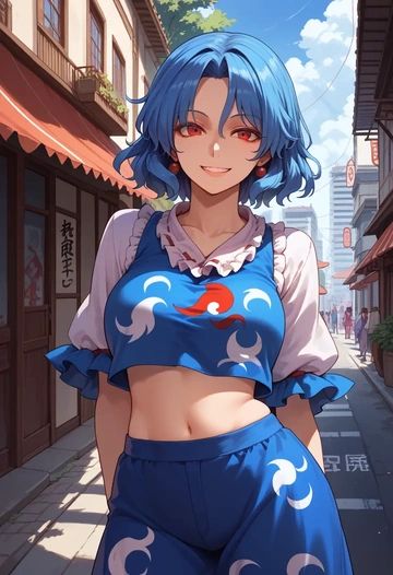 touhou,seiran_(touhou),crop top,athletic shorts  - AI generated anime art