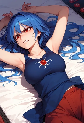 touhou,seiran_(touhou),tank top,mesh,cycling shorts  - AI generated anime art