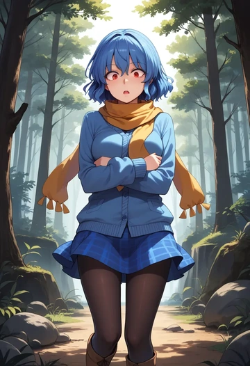 touhou,seiran_(touhou),winter,student uniform,down jacket  - AI generated anime art