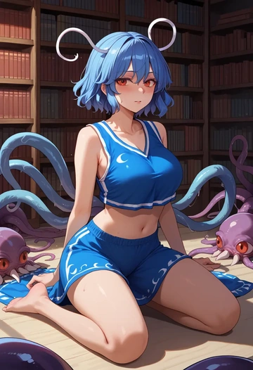 touhou,seiran_(touhou),sports crop,high-waisted shorts  - AI generated anime art