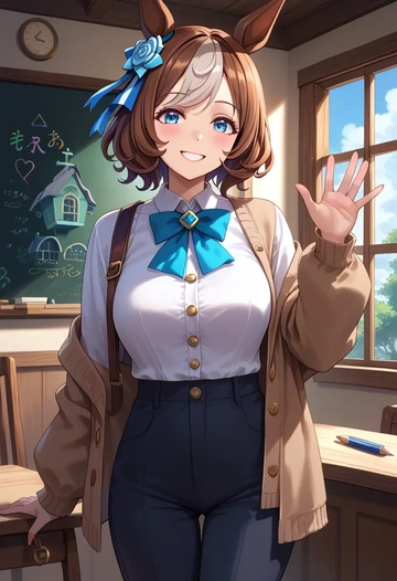 umamusume,seiun_sky_(umamusume),teacher, sweater  - AI generated anime art