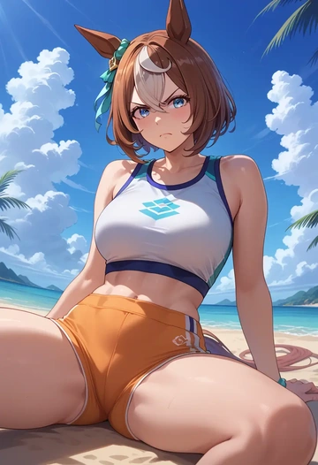 umamusume,seiun_sky_(umamusume),yoga shorts  - AI generated anime art