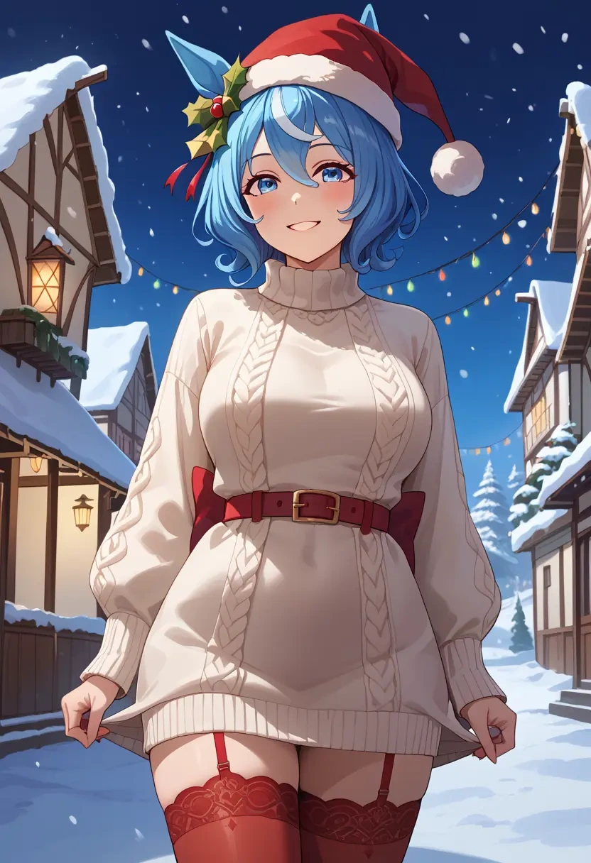 umamusume,seiun_sky_(umamusume),Christmas,sweater dress,stockings  - 