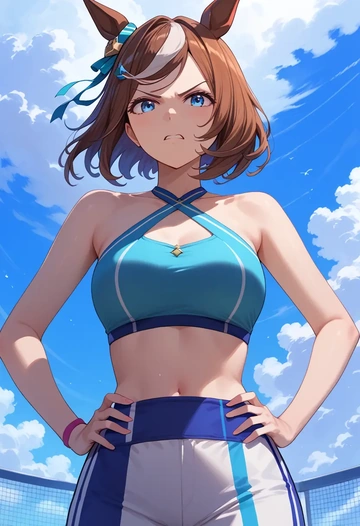 umamusume,seiun_sky_(umamusume),halter top,track pants  - AI generated anime art