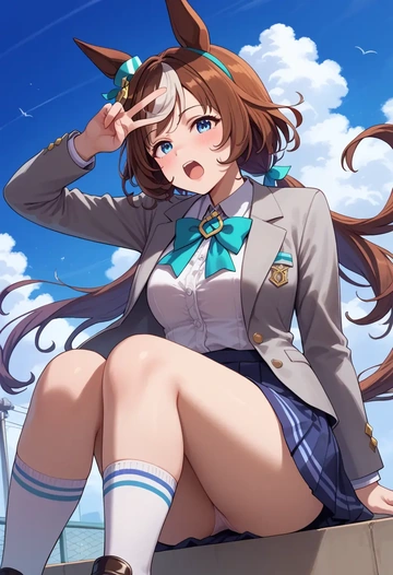 umamusume,seiun_sky_(umamusume),winter,student uniform,blazer  - AI generated anime art