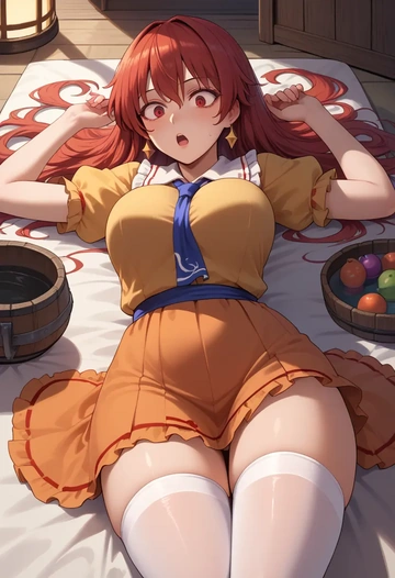 touhou,sekibanki,mini skirt,stockings  - AI generated anime art