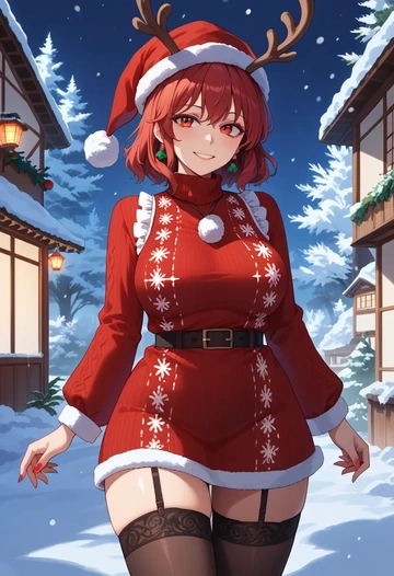 touhou,sekibanki,sweater,stockings,Thigh garters  - AI generated anime art