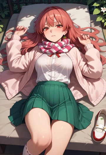 touhou,sekibanki,spring,student uniform,light cardigan  - AI generated anime art