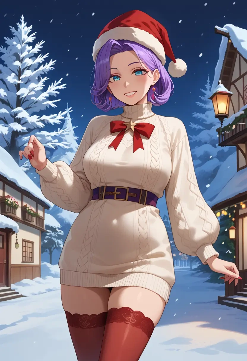 nijisanji,selen_tatsuki,Christmas,sweater dress,stockings  - 