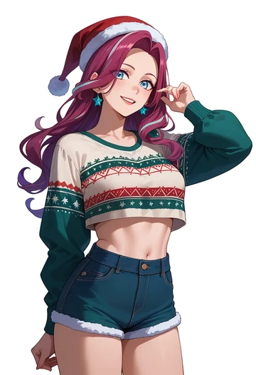 nijisanji,selen_tatsuki,Christmas,red velvet shorts  - AI generated anime art