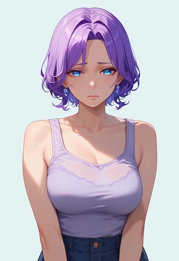 nijisanji,selen_tatsuki,abstract print tank,dolphin shorts  - AI generated anime art