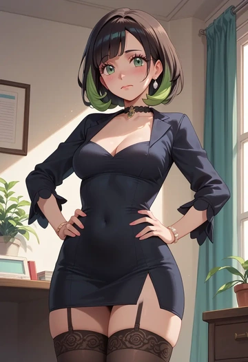 pokemon,selene_(pokemon),secretary, stockings  - AI generated anime art