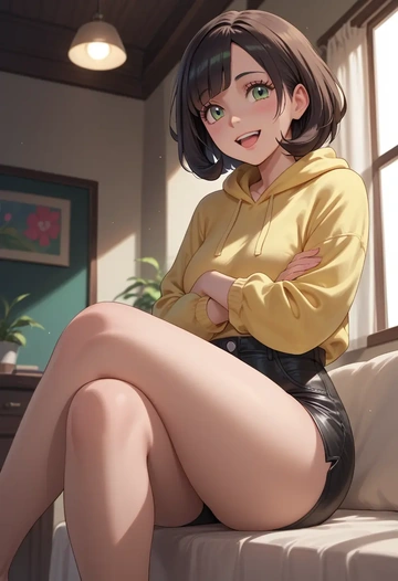 pokemon,selene_(pokemon),leather,shorts  - AI generated anime art